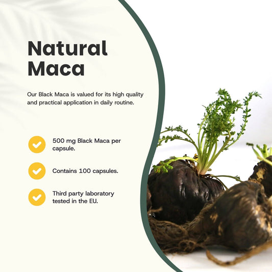 Black Maca Capsules 500mg Organic - 100 Capsules