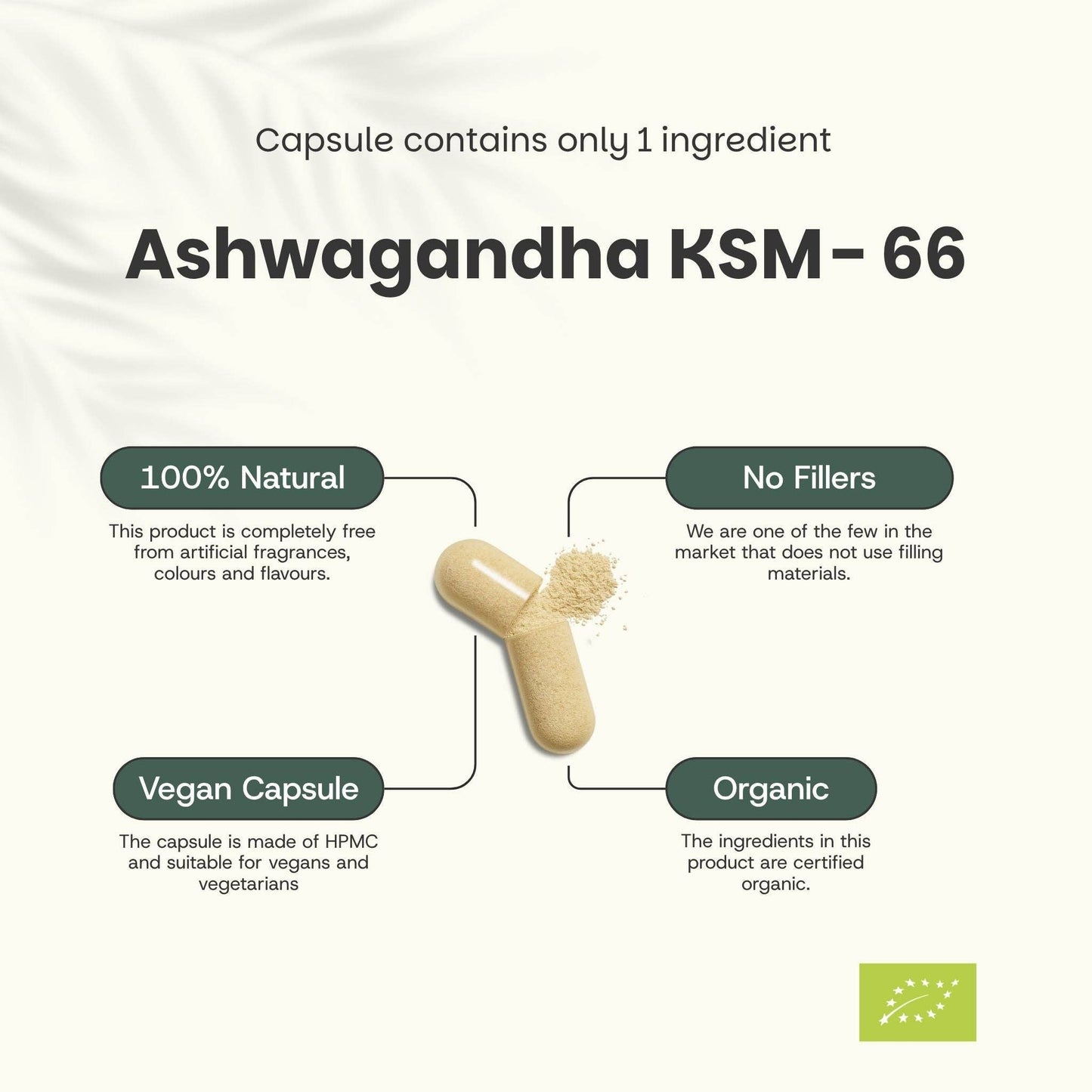 Ashwagandha KSM-66 Capsules 500 mg Organic -  60 Capsules