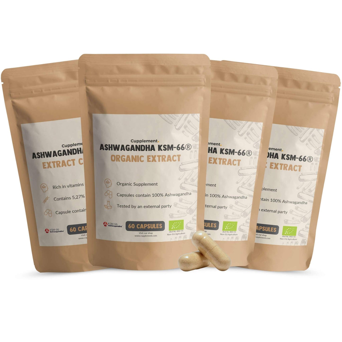 Ashwagandha KSM-66 Capsules 500 mg Organic -  60 Capsules