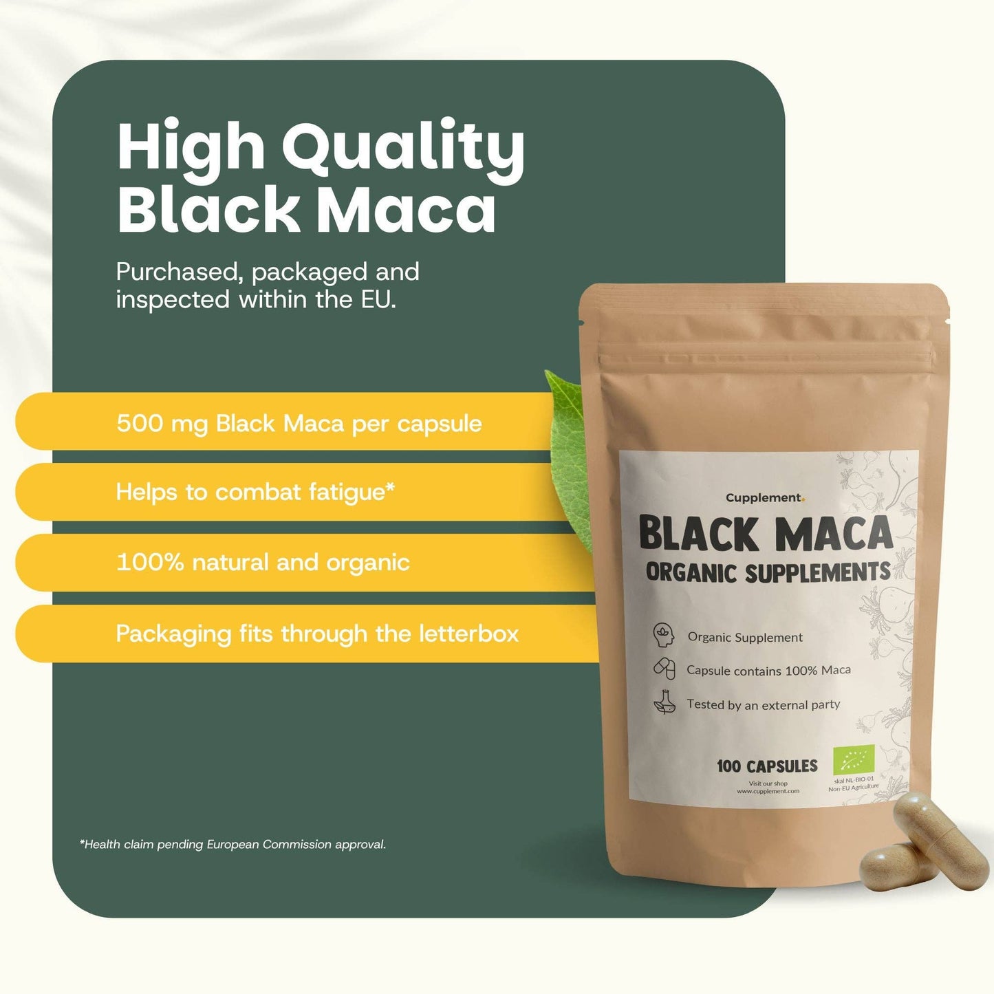 Black Maca Capsules 500mg Organic - 100 Capsules