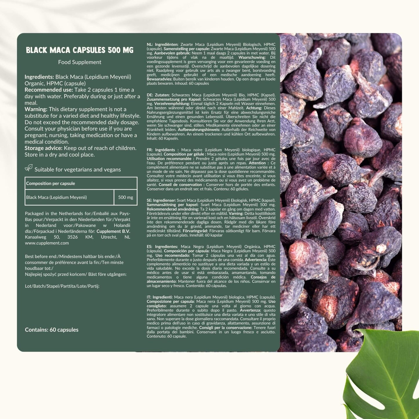 Black Maca Capsules 500mg Organic - 100 Capsules