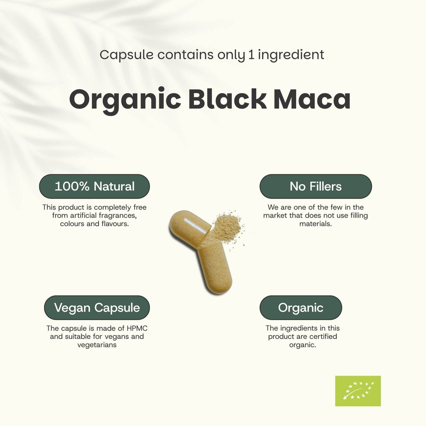 Black Maca Capsules 500mg Organic - 100 Capsules