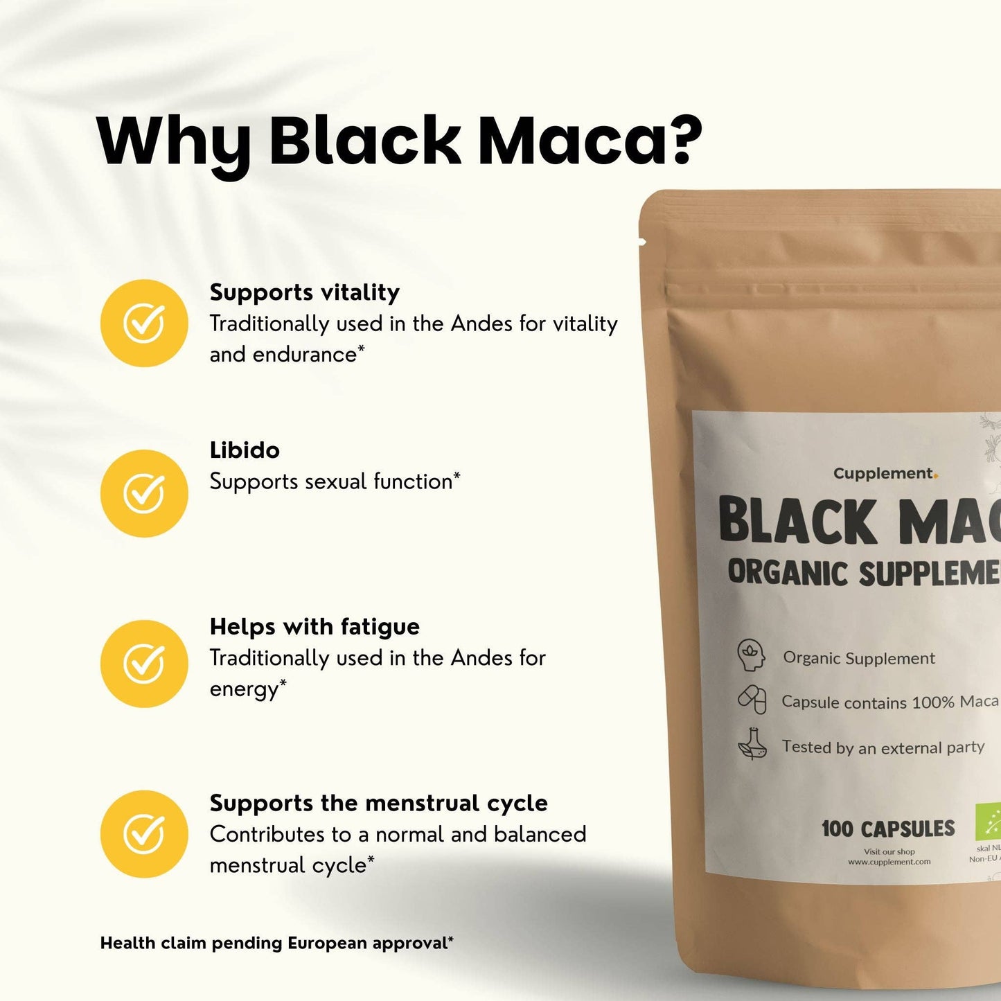 Black Maca Capsules 500mg Organic - 100 Capsules
