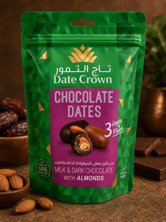 Premium Chocolate-Covered Dates with Roasted Almonds - 250g